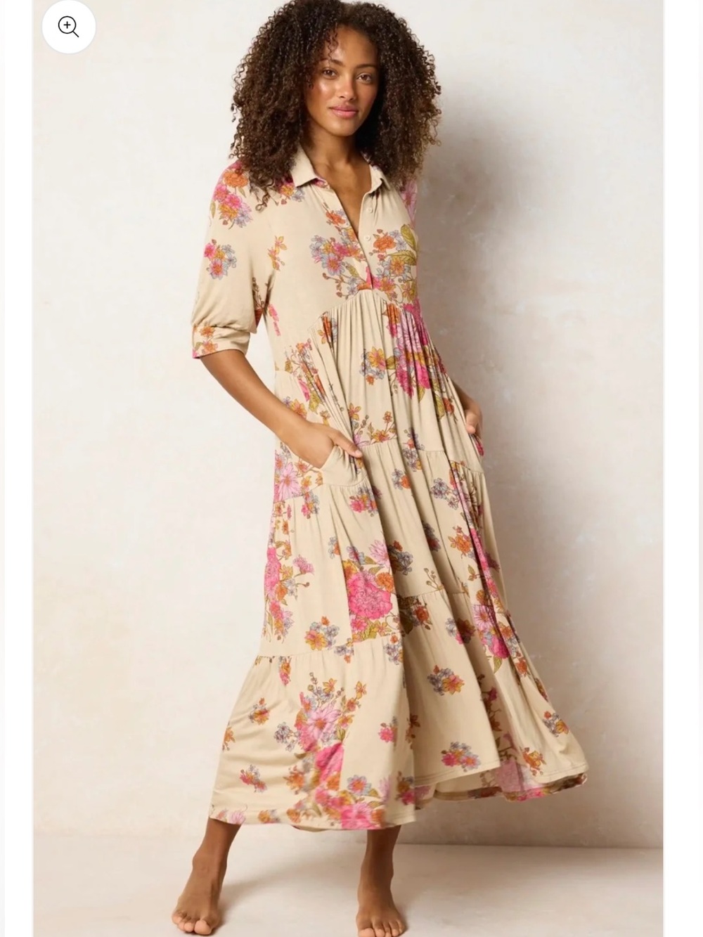 NATURAL LIFE Rebecca BUTTERSOFT Midi English Garden Cream Flowy Floral NWT